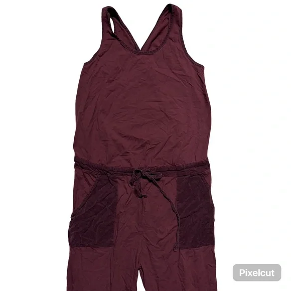 Anthropologie T.La Gemistus CrossBack Jumpsuit Romper Size S Burgundy Sleeveless - Picture 4 of 9